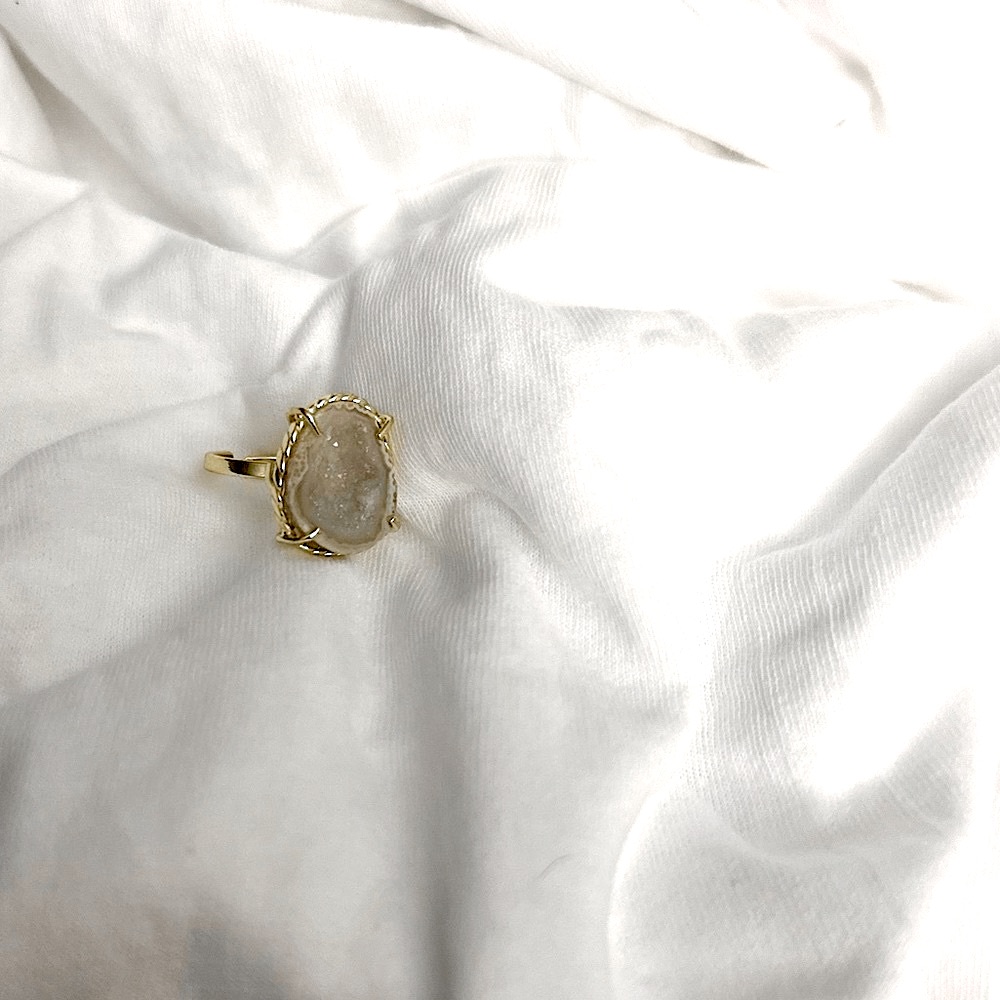 N E W | 24k Gold Plated Twisted Wire Set Raw Crystal Quartz Stone